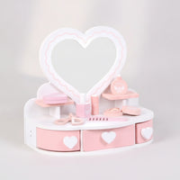 Pretend Vanity Table with Mirror Child-Friendly Toy Vanity Set Sturdy Grooming Station for Bedroom