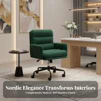 Upholstered Shell Chair with casters 360-Degree rotate Rolling Seat Elegant Design dense Foam for Nail Salon, Study Room