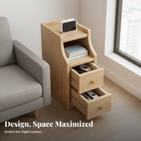Narrow Nightstand Space-Saving Slim Bedside Tower Minimalist Design for Bedroom