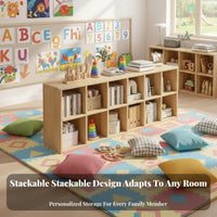 Configurable Cube Organizer Shelf Storage Unit Sturdy Framework Wooden Construction Versatile Use Suitable for Book Lovers Homeowners Study Room Kindergarten