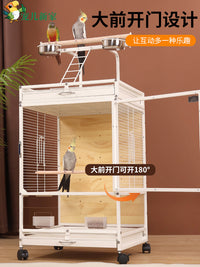 Transparent Acrylic Wooden Bird Cage for Parrots with Anti-Escape Design