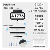 LED Illuminated Solar Address Sign with Stake Ground-Mount Solar House Number Sign Outdoor Slim for Homeowners, Delivery Drivers, Yard, Driveway, Garden, Mailbox Area