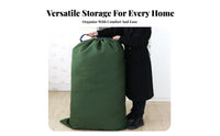 Dust-Proof Canvas Drawstring Bag Multi-Use Canvas Laundry Bag Reinforced Handles Large Textile Storage Sack Machine Washable for Travelers, Apartment Dwellers, Homeowners, Moving, Travel, Dorm Room, Camping