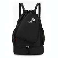 Separate Lower Compartment Drawstring Backpack Shuttlecock Graphic Badminton Backpack