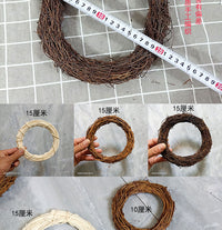 圣诞花环装饰婚庆藤圈手工diy编织松果干花藤条幼儿园藤环创材料 白色20厘米