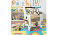 Anti-Tip Wooden Baby Stroller Bead Maze Activity Stroller Multifunction Walking Aid Multifunctional for Toddlers, Babies, Indoor