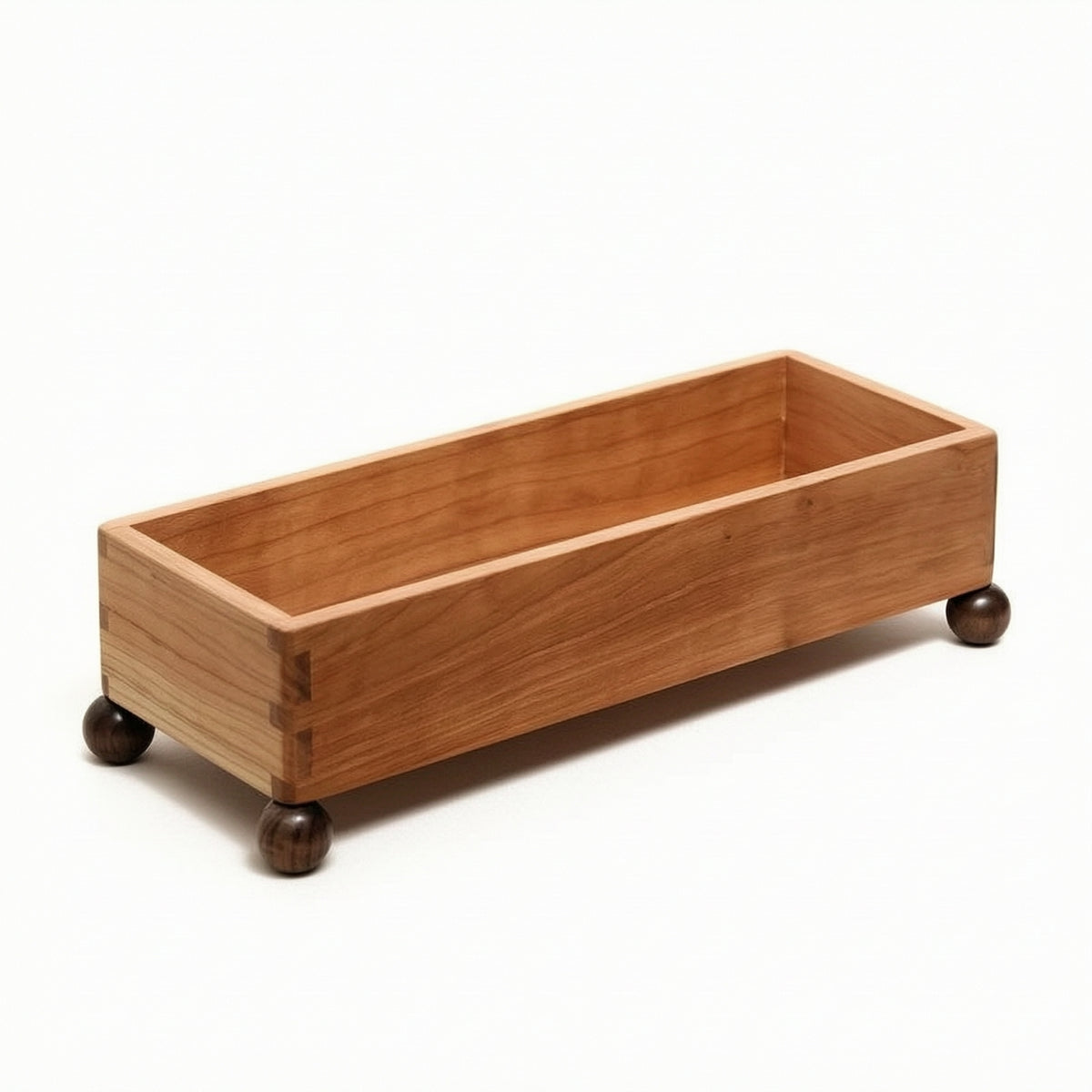 Wooden Tray with Feet Rectangular Wood Storage Tray Minimalist Tabletop Organizer for Entryway