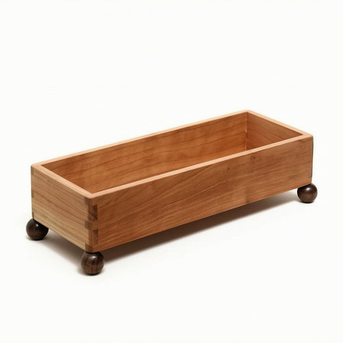 Wooden Tray with Feet Rectangular Wood Storage Tray Minimalist Tabletop Organizer for Entryway