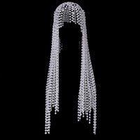 Long Tassel Pearl Hair Chain for Women, Stage Performance Hair Accessory