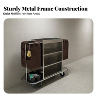 Accommodation Linen Cart Heavy Duty Hotel Housekeeping Service Cart Sturdy and Sturdy Janitorial Cleaning Trolley for Housekeepers, Hospital, School