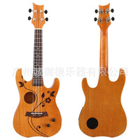 26-inch 4-String Matte Ukulele in Natural Wood, Green, and Red for Beginners