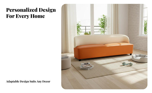 Deep-Seat Lounge Sofa Modern Minimalist Design Dual-Color Loveseat Abrasion-Resistant-Resistant High-Resilience Padding