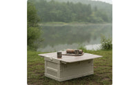 Outdoor Storage Crate with Wood Lid Portable Foldable Bin Stackable Foldable Organizer for Journeyers