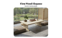 New Chinese Aesthetic 2-Tier Coffee Table Minimalist Design Two-Tier Low Table Wood Grain Finish Living Room Furniture Sturdy Construction for Tea Enthusiasts, Small Apartment Dwellers, Office Managers, Balcony