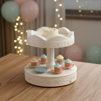 Cute Design Rotating Cake Stand Battery Operated Automatic Turntable Display Rotating Dessert Display With Music for Children, Birthdays, Parties