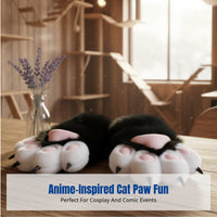 Plush Cat Paw Gloves, Cosplay Accessory, Cartoon Paw Mittens, Cute, Exposed Finger, Random Color