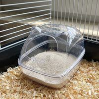 Easy Clean Hamster Sand Bath with Sand Containment House, Clear Hamster Toilet for Dwarf Hamsters, Includes Ladle and Bedding Area