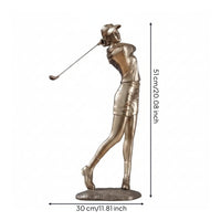 Golfer Statue Lustrous Sculpture with Golf Club Athletic for Clubhouse, Office
