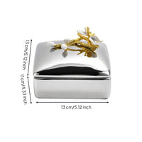 Trinket Box with Lid Mirrored Ceramic Box with Lid Sturdy for Dresser