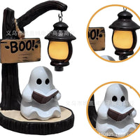 Cute Ghost Reading Lantern Halloween Decoration