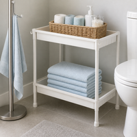 Multi-layer Plastic Bathroom Basin Storage Rack with Hollow Panels