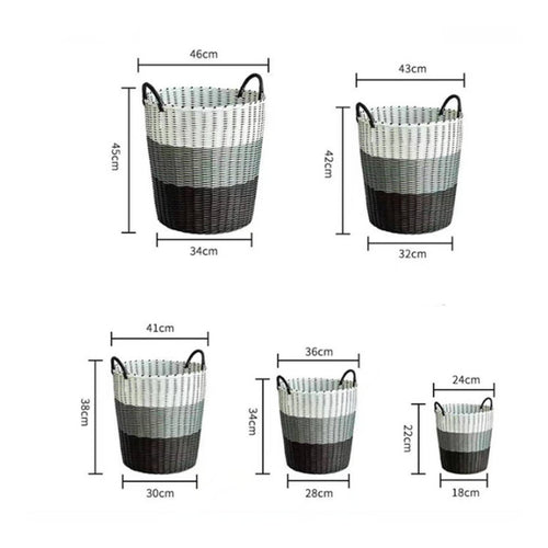 Imitation Rattan Laundry Basket Multi-Purpose Woven Plastic Storage Bin
