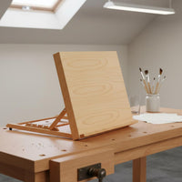 Large Work Surface Foldable Table Easel Beech Wood Desktop Sketching Easel Table Top Art Designed for Children, Beginners