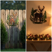 Forest Deer Metal Wall Decor for Garden & Bedroom