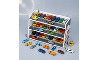 1:64 Scale Parking Lot Display Scene Multi-Level Model Car Display Shelf Three-Tier Toy Parking Garage Trapezoid-Shaped for Collectors, Playroom
