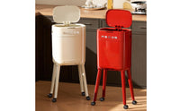 Rolling Waste Bin with Lid Single-Press Accessible Tall Trash Can with Legs