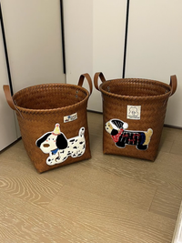 【新家的100个快递】复古手工编织圆款脏衣篓家用腊肠狗浴室衣篮