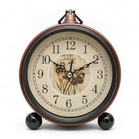 Vintage Alarm Clock Ornate Hands Round Dial Retro Metal Alarm Clock