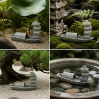 Miniature Simulation Boat for Aquarium and Garden Landscape Decoration