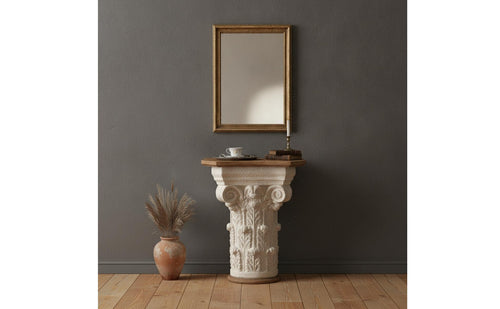 Console Table with Carved Base Vintage-Inspired Furniture Distressed Shabby-Chic for Entryway, Hallway