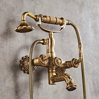 All-Copper Carved European Retro Shower Set with Handheld Spray