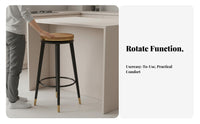 Padded Swivel Counter Stool with Footrest Bar Chair Long-Lasting Construction