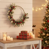 Christmas Wreath Realistic Look Woodland Sprig Wreath Country Cottage Holiday Decoration for Wall