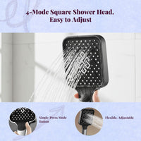 High Pressure Square Shower Head, Pressurized Handheld Rainfall Set for Bathroom and Home, Adjustable Settings
