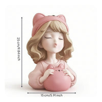 Girl savings Box Cartoon Piggy Bank Compact Tabletop Bank with Girl Figure for Kids, Bedroom