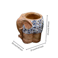 Hand Painted Elephant Planter Floral Pattern Decorative Elephant Planter Stone Like Finish House Decoration