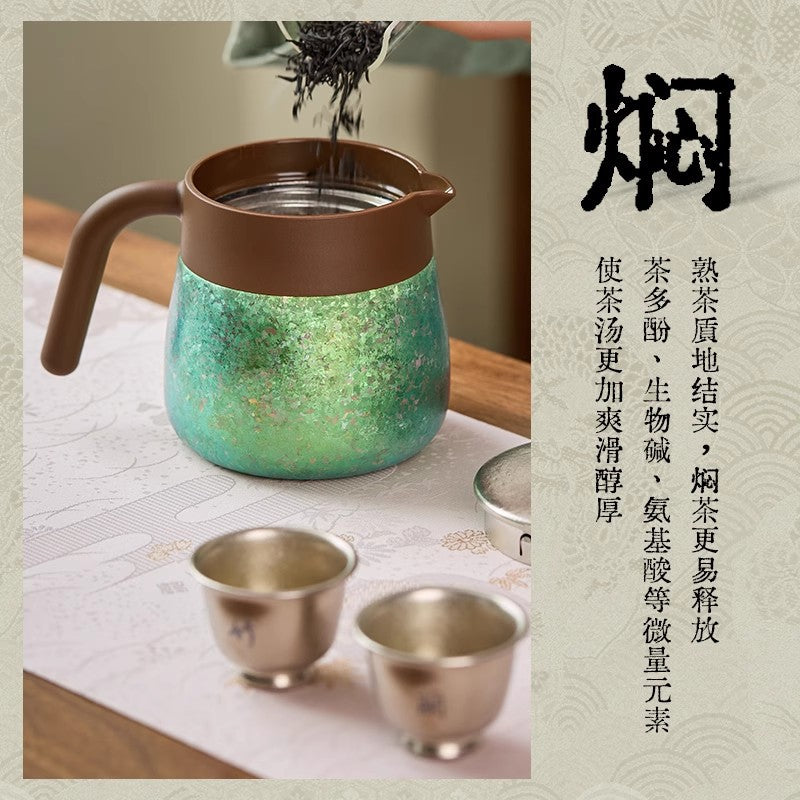 Luda Pure Titanium Insulated Teapot with Tea Separation, Luxury Gift Box Set