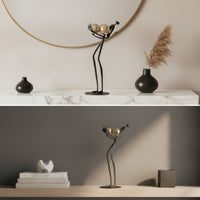 Sculpture with Golden Spheres Minimalist Cast Iron Sculpture Permanent Artistic Value Piece for Homeowners, Living Room