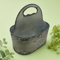 Metal Tabletop Planter Weathered Metal Flower Container Decorative Scroll Border