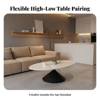 Oval Pedestal Table Sintered Sta Top Oval Centerpiece with double Pillar Base Light Luxury design Minimalist Design for Parents