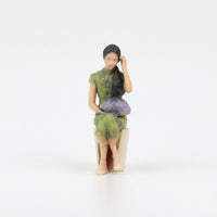 Qipao Figure 1/64 Scale Female Figurine Miniature with Qipao Dress Painted Model Standing for Collectors, Dioramas