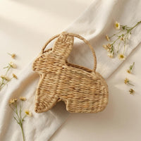 Woven Basket Bunny Basket Round Loop Handle Basket Hand Woven Storage Basket Featuring Lightweight Feel and Practical Storage Function Suitable for Laundry Room Decorative Use Workspace
