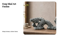 3 Pieces Graphite Gray Dragon Sculpture Imitation Bluestone Dragon Sculpture Set
