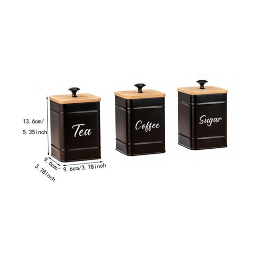 3 Pieces Square Airtight Canister Easy to Carry Airtight Canister Set for Pantry
