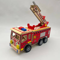Wooden Fire Truck Wooden Fire Engine Realistic Toy for Desk, Shelf