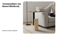 Square Block Side Table Wabi-Sabi Design Nightstand Cream-Colored for Homeowners